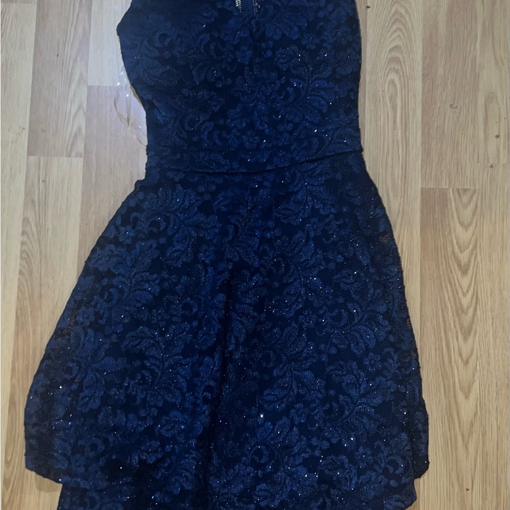 Elegant Navy Blue Lace Dress.Le Château S